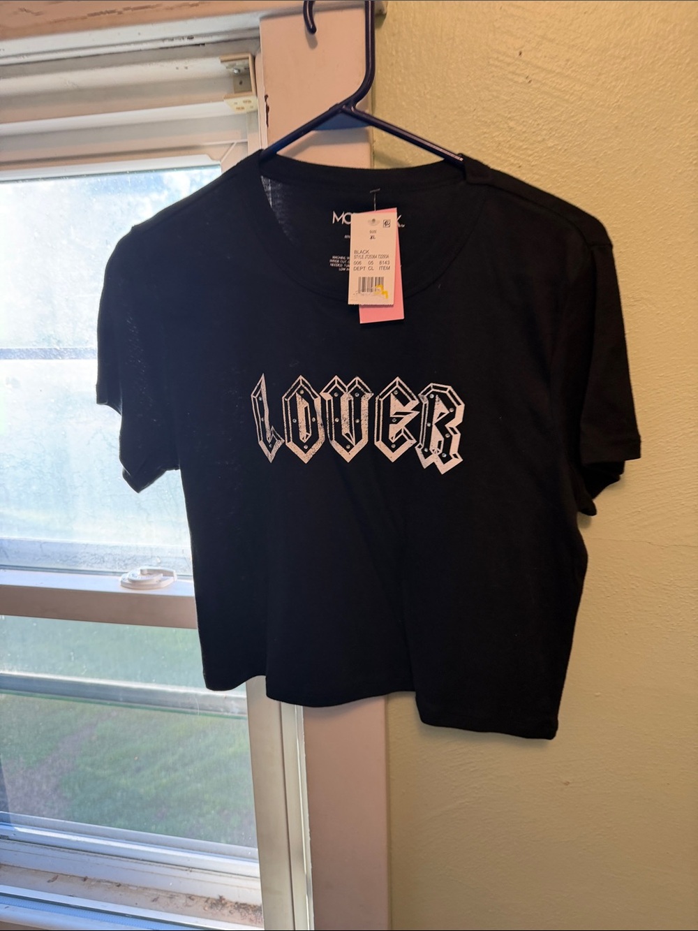 Modern Lux Black Cropped 'LOVER' Graphic Tee